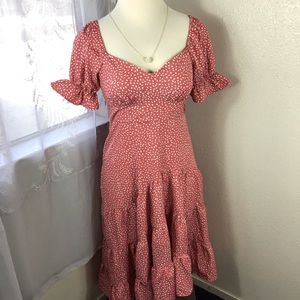 Shein summer high low ruffle peach dress